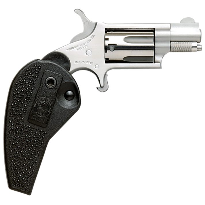 North American Arms 22MSHG Mini-Revolver22 WMR 5 rd 1.13" Barrel, Overall Stainless Steel Finish, Black Synthetic Holster Grip