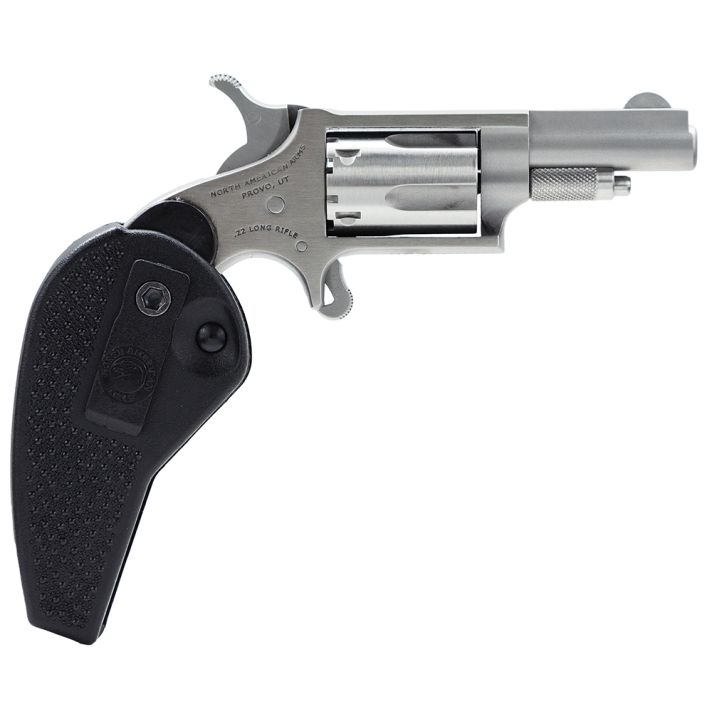 North American Arms 22LLRHG Mini-Revolver22 LR 5 Shot 1.63" Barrel, Overall Stainless Steel Finish, Black Synthetic Holster Grip