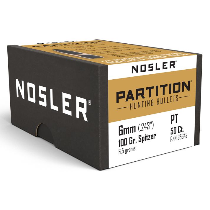 Nosler 35642 Partition6mm 100gr Spitzer 50/Box