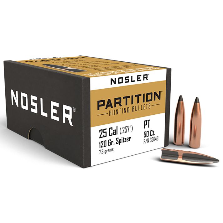 Nosler 35643 Partition25Cal 120gr Spitzer 50/Box