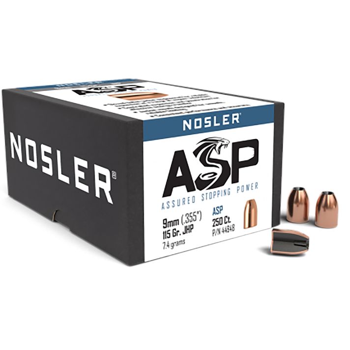 Nosler 44848 Assured Stopping Power9mm 115gr Jacketed Hollow Point 250/Box