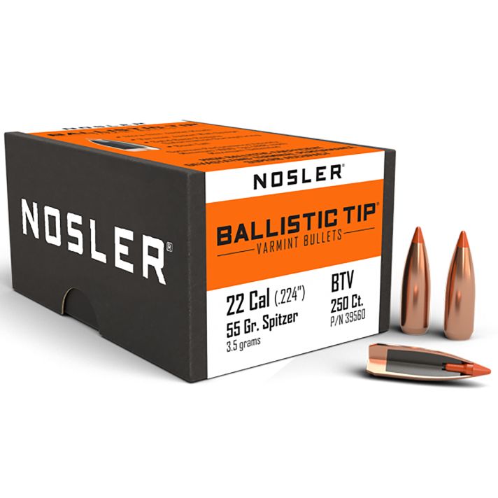 Nosler 39560 Ballistic Tip22Cal 55gr Spitzer Point 250/Box