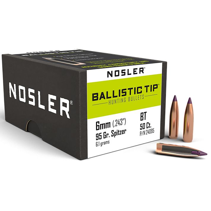 Nosler 24095 Ballistic Tip6mm 95gr Spitzer 50/Box