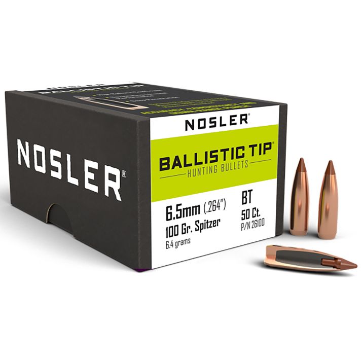 Nosler 26100 Ballistic Tip6.5Creedmoor 100gr Spitzer 50/Box