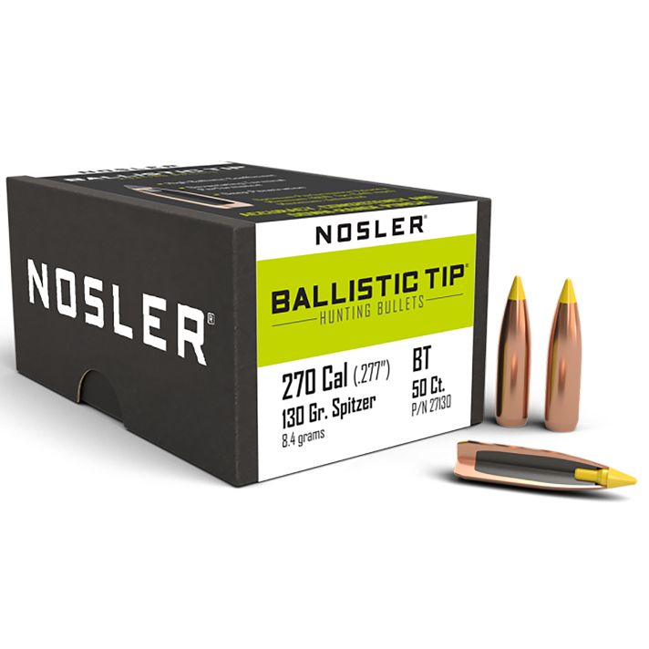 Nosler 27130 Ballistic Tip270Caliber 130gr Spitzer 50/Box