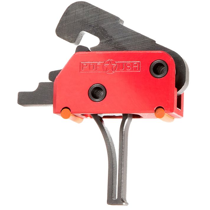 Patriot Ordnance Factory 00858 Drop-InSingle-Stage Flat Trigger with 3.50 lbs Draw Weight & Black/Red Finish for AR-Platform