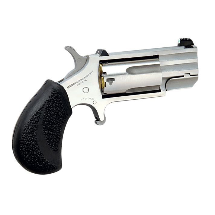 North American Arms PUGT Pug22 WMR 5 rd 1" Barrel, Overall Stainless Steel Finish, Black Pebbled Texture Rubber Grip, XS Tritium Dot Sight