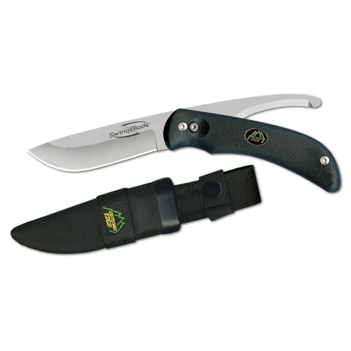Outdoor Edge SB10N SwingBlade3.60"/3.20" Folding Skinning/Gutting Plain Aichi AUS8 SS Blade TPR Black Handle