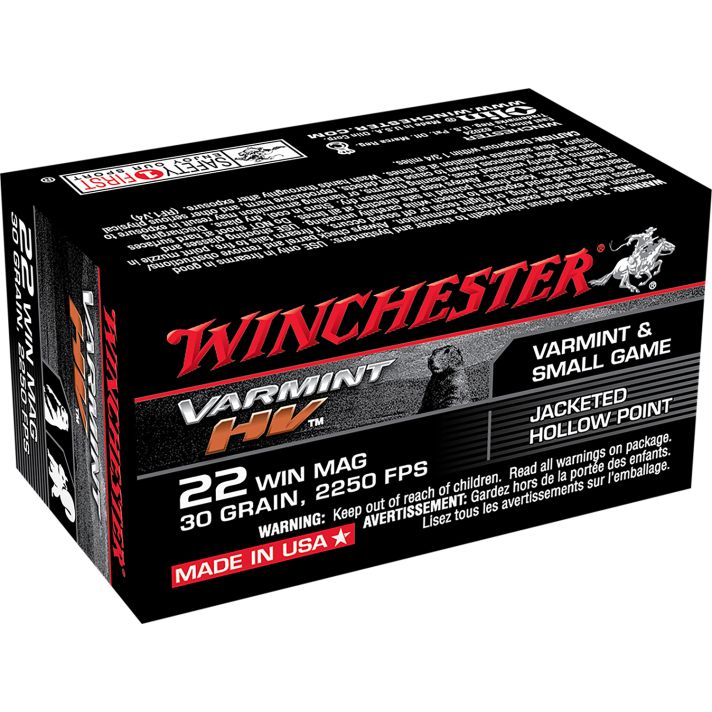 Winchester Ammo S22M2 Varmint HV22WMR 30gr Jacketed Hollow Point 50 Per Box/40 Case