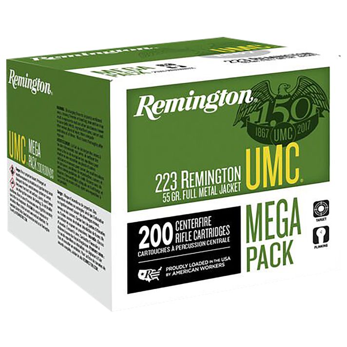 Remington Ammunition 23683 UMC Mega Pack 223Rem 55gr Full Metal Jacket 200 Per Box/4 Case