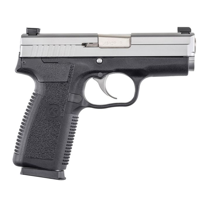 Kahr Arms KP4543N P *CA Compliant 45 ACP Caliber with 3.40" Barrel, 6+1 Capacity, Black Finish Frame, Serrated Matte Stainless Steel Slide, Textured Polymer Grip & TruGlo Night Sights