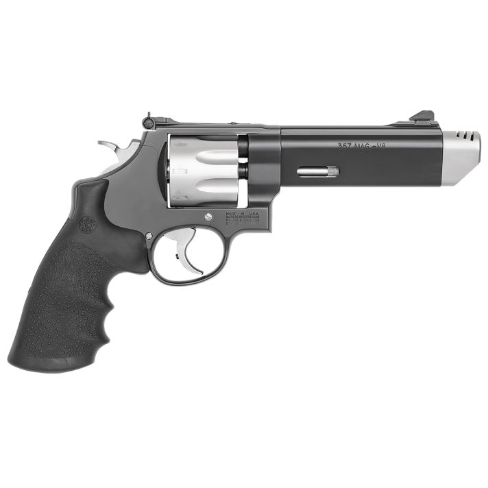 Smith & Wesson 170296 Performance Center Model 627 38 S&W Spl +P, 357 Mag 8rd 5" V-Comp Black Stainless Steel Barrel, Stainless Steel Cylinder, Black Stainless Steel Frame with Black Polymer Grip