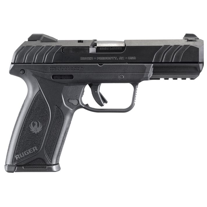 Ruger 3810 Security-99mm Luger 15+1 4" Black Steel Barrel, Black Oxide Serrated Steel Slide, Black Polymer Frame w/Picatinny Rail, Black Polymer Grip