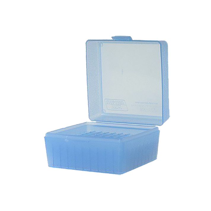 MTM Case-Gard RS10024 Ammo Box Flip-Top Multi Caliber Clear Blue Polypropylene 100rd