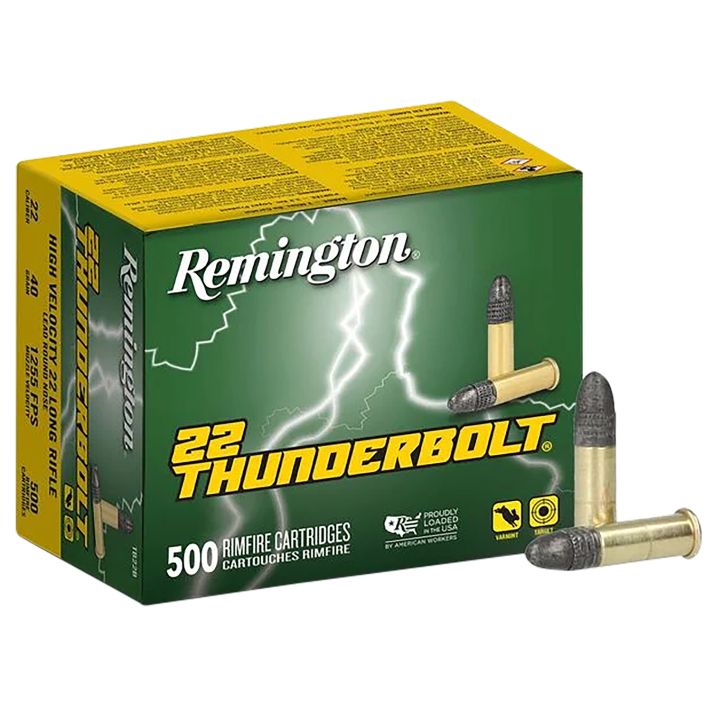 Remington Ammunition 21241 Thunderbolt Bulk 22LR 40gr Round Nose 500 Per Box/10 Case