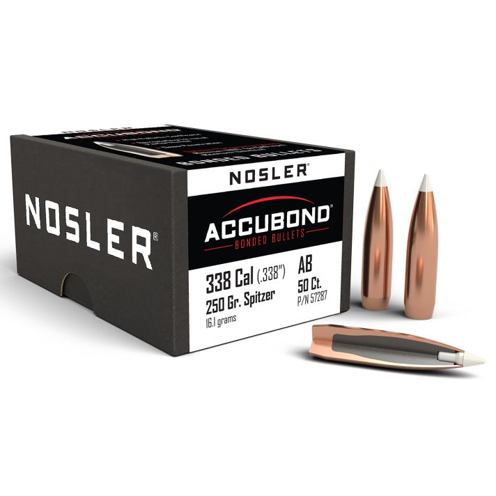 Nosler 57287 AccuBond338Cal 250gr Spitzer Point 50/Box