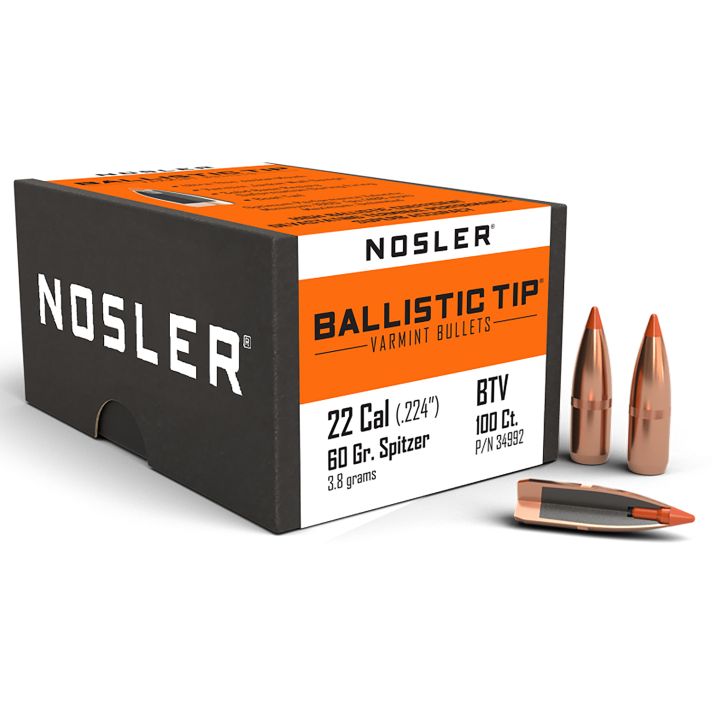 Nosler 34992 Ballistic Tip22Cal 60gr Spitzer 100/Box