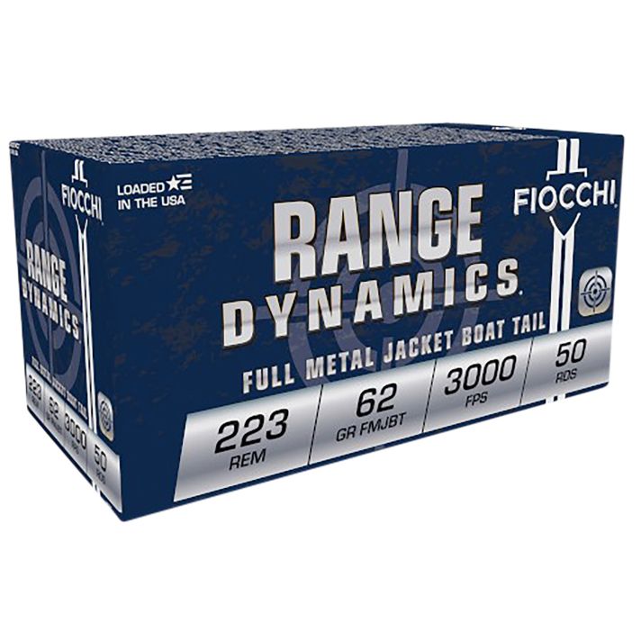 Fiocchi 223C Range Dynamics223Rem 62gr Full Metal Jacket Boat Tail 50 Per Box/20 Case