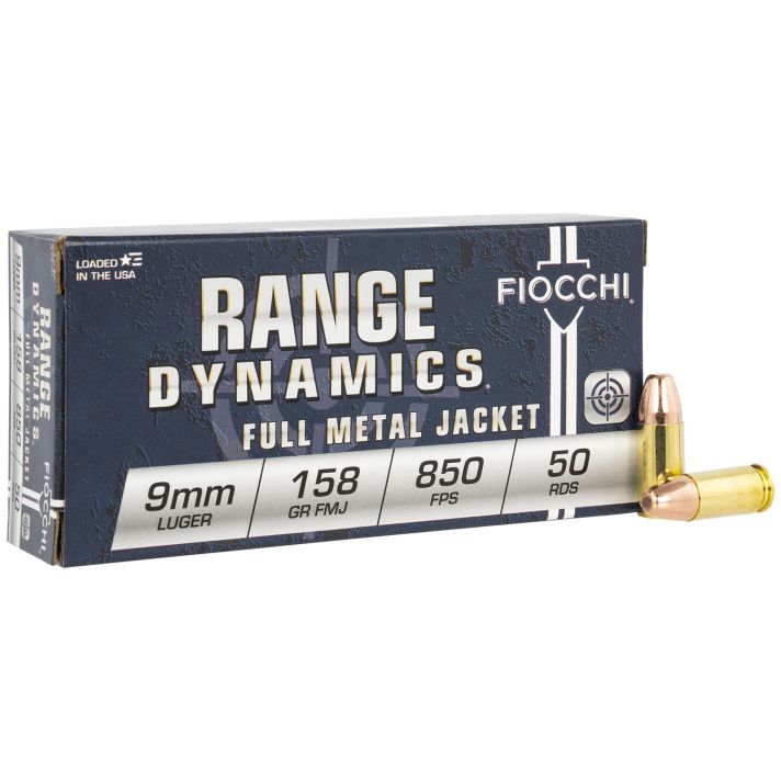 Fiocchi 9APE Range Dynamics9mmLuger 158gr Full Metal Jacket 50 Per Box/20 Case