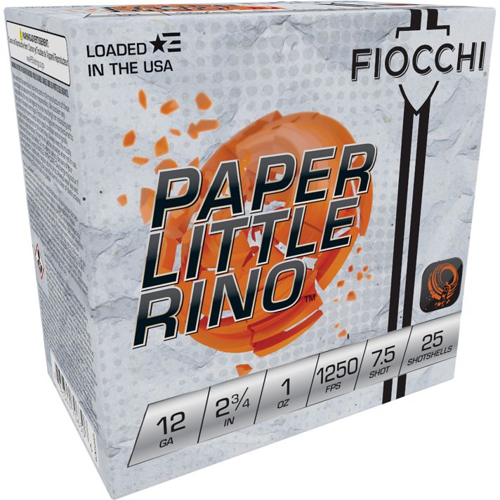 Fiocchi 12FPTX75 Paper Little Rino Extrema 12Gauge 2.75" 1oz 7.5Shot 25 Per Box/10 Case