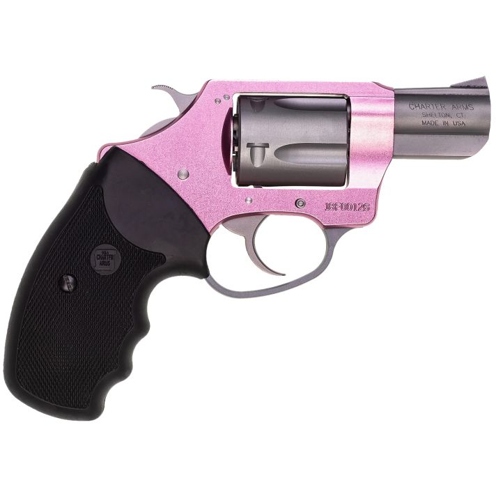 Charter Arms 53830 Undercover Lite Pink Lady Small 38 Special, 5 Shot 2" Stainless Steel Barrel & Cylinder, Aluminum Frame w/Black Finger Grooved Rubber Grip, Exposed Hammer
