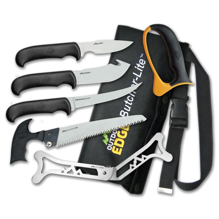 Outdoor Edge BL1 ButcherLite4.30"/4.50"/5.9"/6" Folding Plain/Saw 420J2 Stainless Steel Blade FRN Black Handle