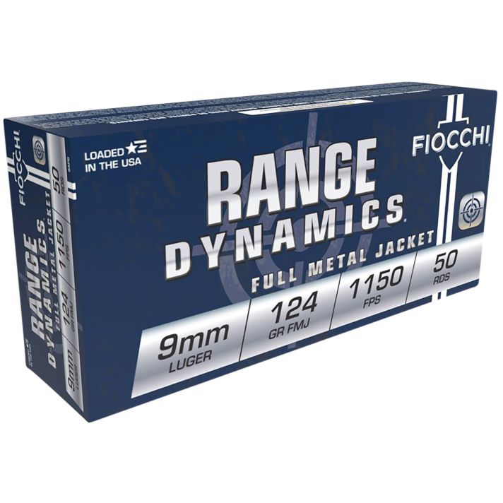 Fiocchi 9APB Range Dynamics9mmLuger 124gr Full Metal Jacket 50 Per Box/20 Case