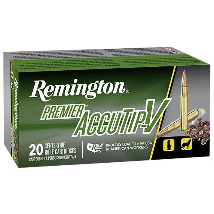 Remington Ammunition 29186 Premier Accutip-V 22-250Rem 50gr AccuTip V Boat Tail 20 Per Box/10 Case