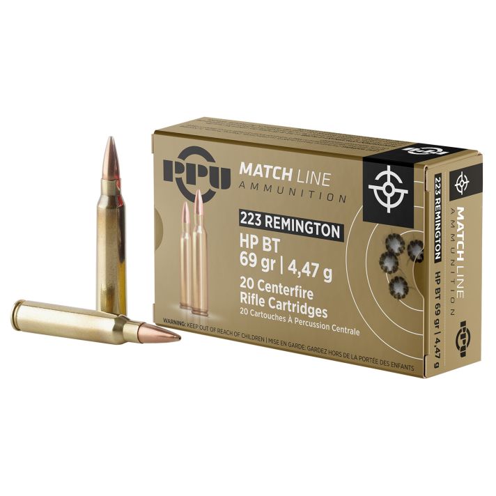 PPU PPM2231 Match223Rem 69gr Hollow Point Boat Tail 20 Per Box/50 Case