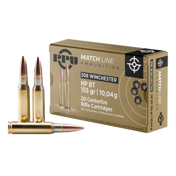 PPU PPM3081 Match308Win 155gr Hollow Point Boat Tail 20 Per Box/10 Case