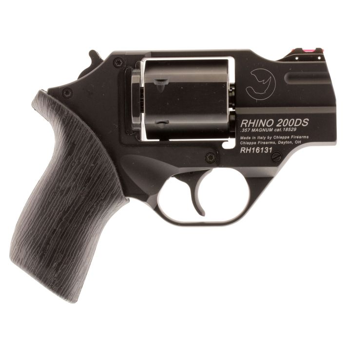 Chiappa Firearms CF340216 Rhino 200DSSmall Frame 357 Mag 6 Shot, 2" Black Anodized Steel Barrel, Blued Steel Cylinder, Black Anodized Aluminum Frame, Black Rubber Grip, Concealed Hammer