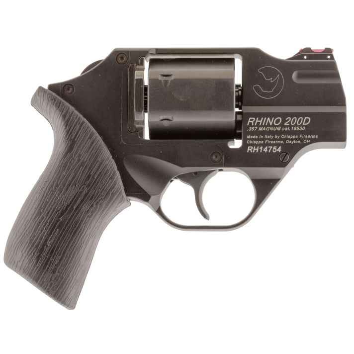 Chiappa Firearms CF340217 Rhino 200DSmall Frame 357 Mag, 6 Shot 2" Black Anodized Steel Barrel, Blued Cylinder Black Anodized Aluminum Frame, Black Rubber Grip, Concealed Hammer