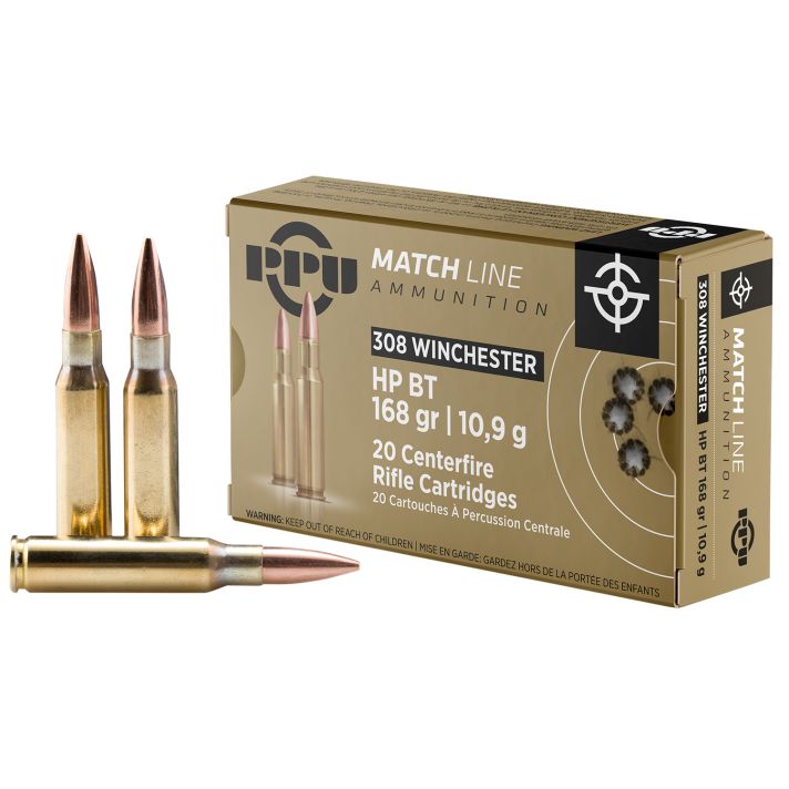 PPU PPM3082 Match308Win 168gr Hollow Point Boat Tail 20 Per Box/10 Case