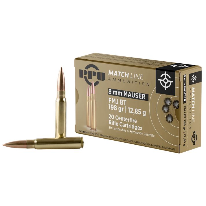 PPU PPM8 Match8mmMauser 200gr Full Metal Jacket Boat Tail 20 Per Box/10 Case