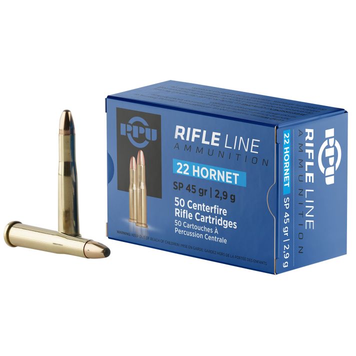 PPU PP22H Standard Rifle22Hornet 45gr Soft Point 50 Per Box/20 Case