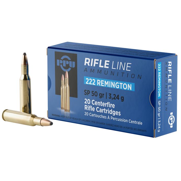 PPU PP222 Standard Rifle222Rem 50gr Soft Point 20 Per Box/50 Case