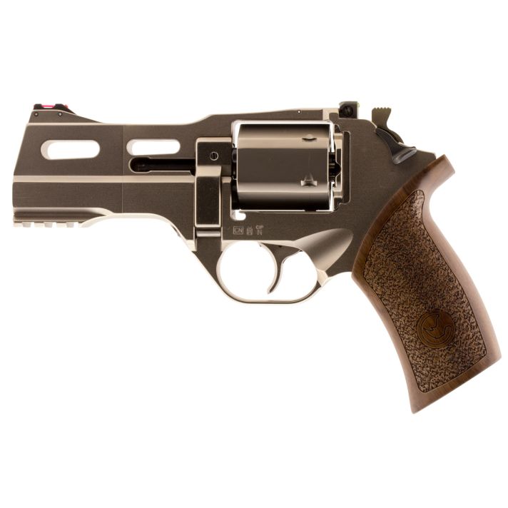 Chiappa Firearms 340222 Rhino 40DSSmall Frame 357 Mag 6 Shot, 4" Nickel-Plated Steel Vent Rib Barrel & Cylinder, Nickel-Plated Aluminum Frame, Walnut Grip, Concealed Hammer