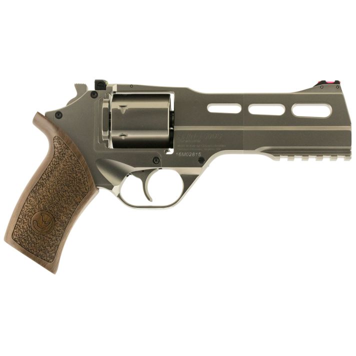 Chiappa Firearms 340223 Rhino 50DSMedium Frame 357 Mag 6 Shot, 5" Nickel-Plated Steel Vent Rib Barrel & Cylinder, Nickel-Plated Aluminum Frame, Walnut Grip, Exposed Hammer