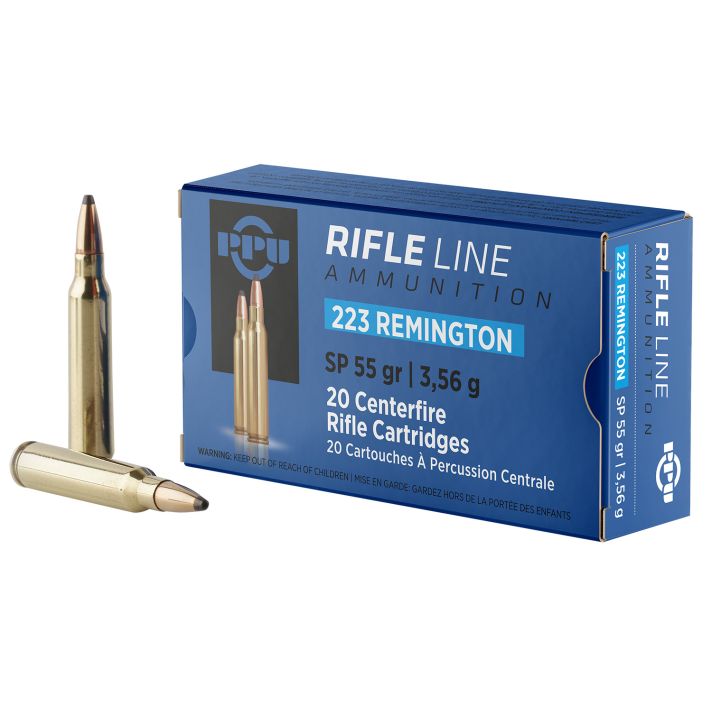 PPU PP223S Standard Rifle223Rem 55gr Soft Point 20 Per Box/50 Case
