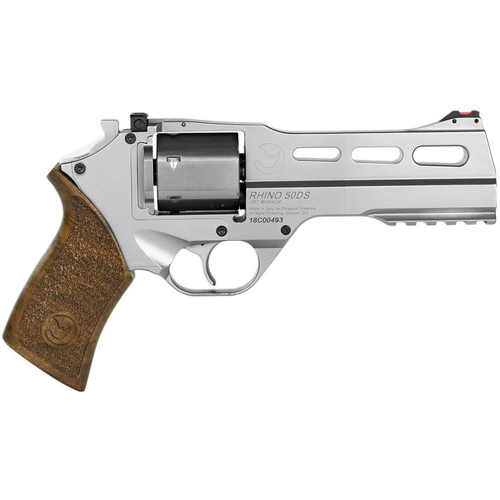 Chiappa Firearms CF340247 Rhino 50SAR *CA Compliant 357 Mag 6 Shot 5" Nickel-Plated Steel Barrel & Cylinder, Nickel-Plated Aluminum Frame & Barrel Shroud, Picatinny Rail, Walnut Grip