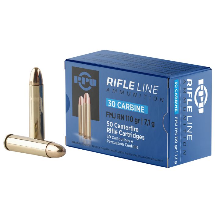 PPU PP30F Standard Rifle30Carbine 110gr Full Metal Jacket Round Nose 50 Per Box/10 Case