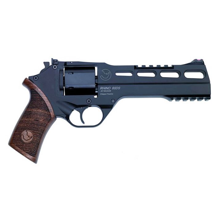 Chiappa Firearms CF340248 Rhino 60SAR *CA Compliant 357 Mag 6 Shot 6" Black AnodizedSteel Barrel, Blued Steel Cylinder, Black Anodized Aluminum Frame & Barrel Shroud, Picatinny Rails, Walnut Grip