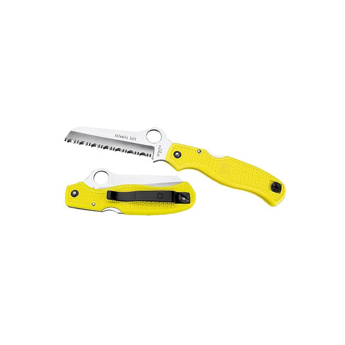 Spyderco C89SYL Atlantic Salt3.69" Folding Sheepsfoot Serrated H2 Steel Blade, Yellow FRN Handle, Includes Pocket Clip