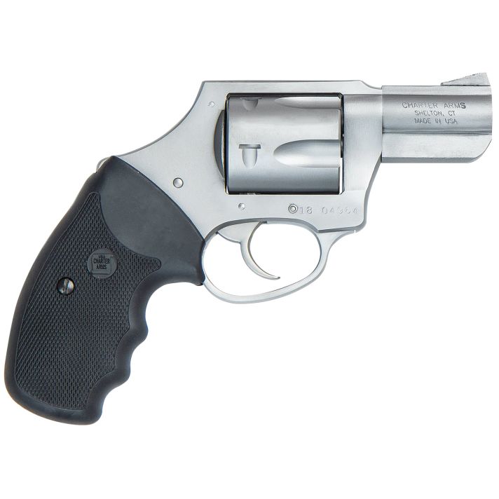 Charter Arms 73521 Mag Pug357 Mag, 5 Shot 2.20" Matte Stainless Steel Barrel, Cylinder & Frame w/Black Finger Grooved Rubber Grip