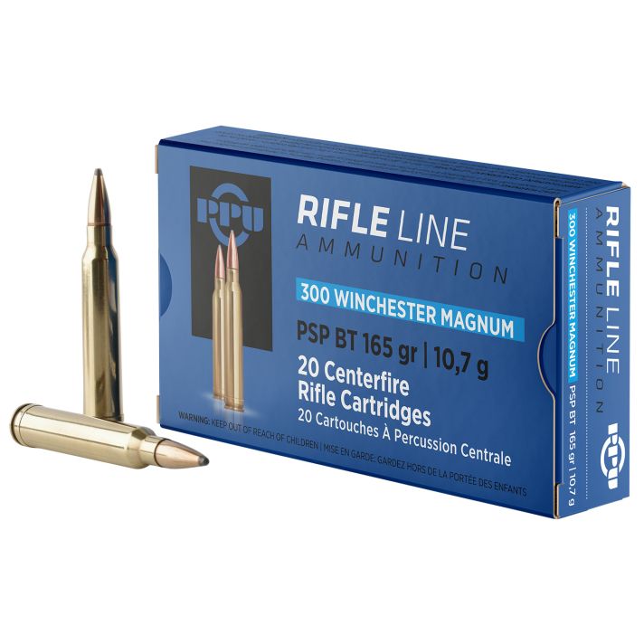 PPU PP3002 Standard Rifle300WinMag 165gr Soft Point Boat Tail 20 Per Box/10 Case