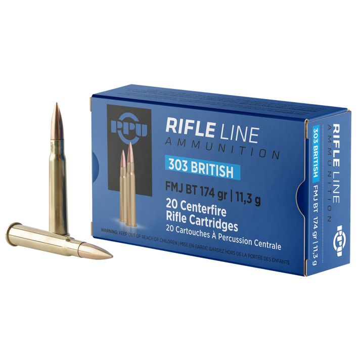 PPU PP303F Standard Rifle303British 174gr Full Metal Jacket Boat Tail 20 Per Box/10 Case