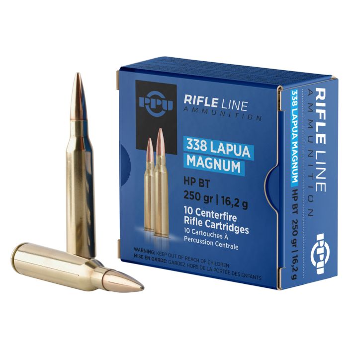 PPU PP338H Standard Rifle338LapuaMag 250gr Hollow Point Boat Tail 10 Per Box/20 Case