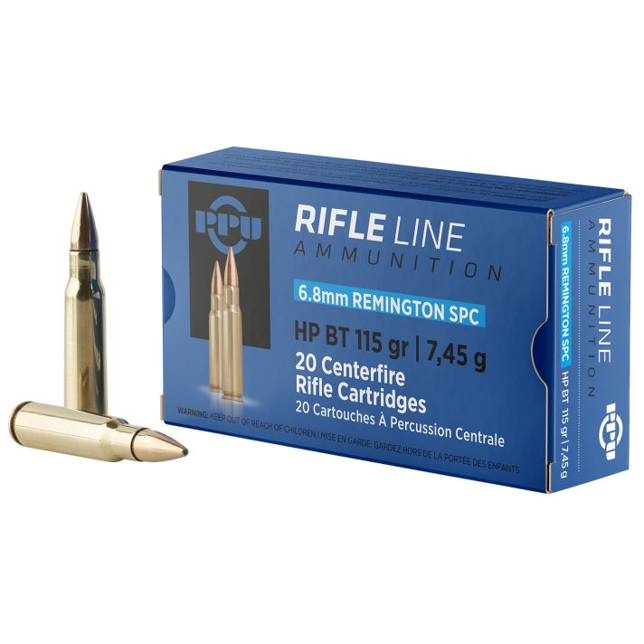 PPU PP68H Standard Rifle6.8mmRemSPC 115gr Hollow Point Boat Tail 20 Per Box/50 Case
