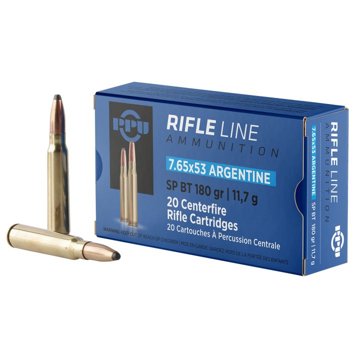 PPU PP7AS Metric Rifle7.65x53mmArgentine 180gr Soft Point Boat Tail 20 Per Box/10 Case