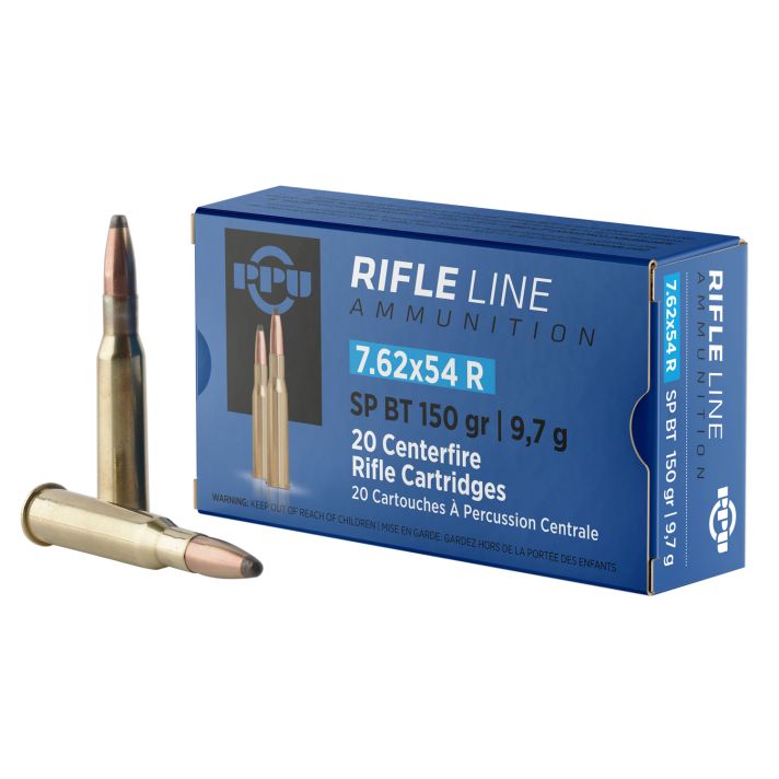 PPU PP76254S Metric Rifle7.62x54mmR 150gr Soft Point Boat Tail 20 Per Box/10 Case